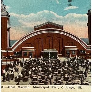 Antique Postcard 1929 Ephemera Navy Pier Frm Municipal Pier Chicago IL Litho SEE